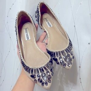 EUC Steve Madden | Evrlast pewter embellished D’Orsay pointed toe flats